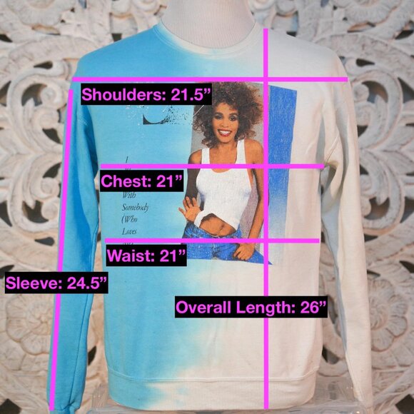 Whitney Houston Graphic Sweatshirt I Wanna Dance With Somebody Blue Gradient M - Picture 7 of 7